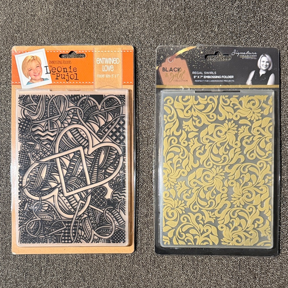 Crafters Companion Love Entwined & Regal Swirls Embossing Folders NWT